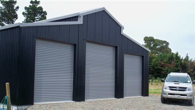 three bay black and grey american barn shed by coresteel